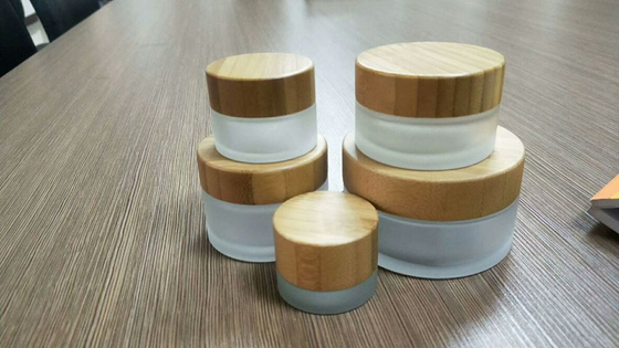 15g 30g 50g 100g cosmetic frosted glass jar bamboo lid