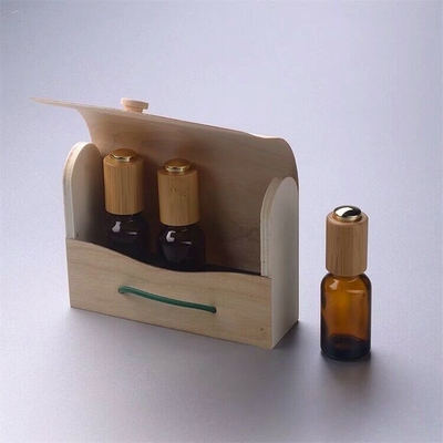 0.5oz 15ml Amber essential oil dropper bottle with bamboo cap